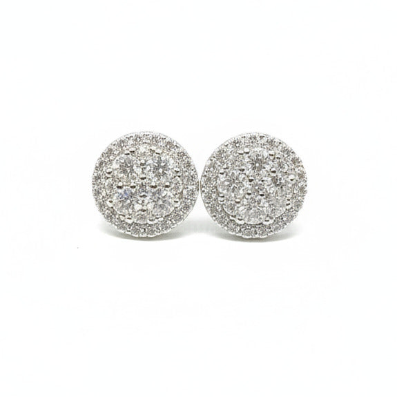 Sterling Silver Circle Halo Moissanite Earrings