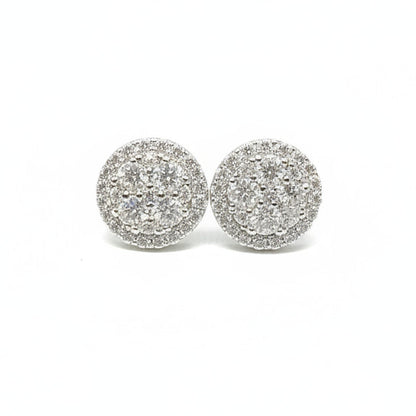 Sterling Silver Circle Halo Moissanite Earrings