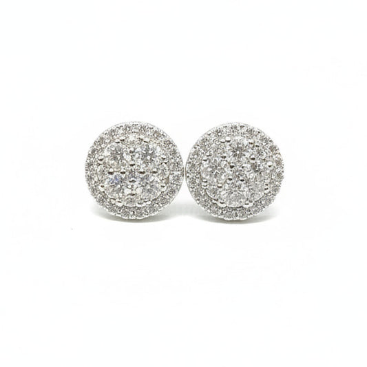 Sterling Silver Circle Halo Moissanite Earrings