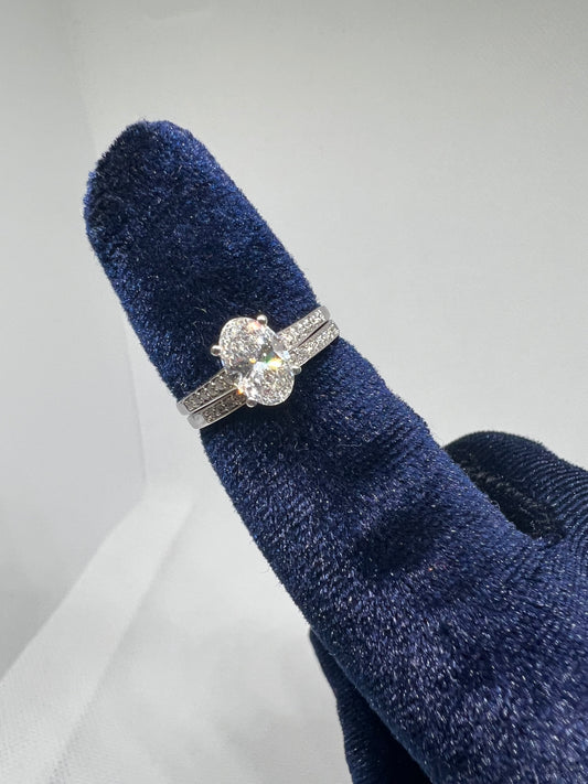 DC CERTIFIED Lab Grown Oval Solitaire Diamond Bridal Set