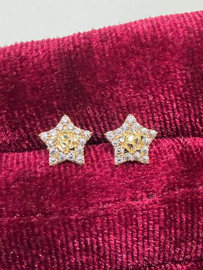 10K Glacier Cut Star Nugget Earrings