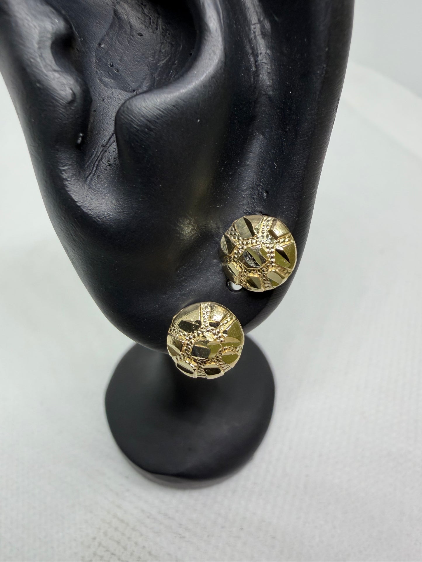 10K Gold Round Nugget Earrings