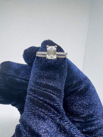 DC CERTIFIED Lab Grown Emerald Cut White Gold Diamond Bridal Set