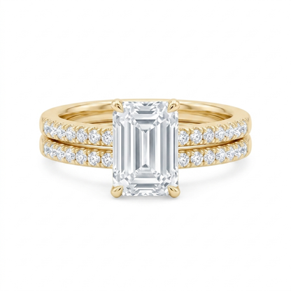 10K Yellow Gold Emerald Cut Bridal Set