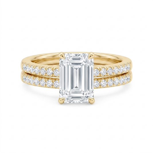 10K Yellow Gold Emerald Cut Bridal Set
