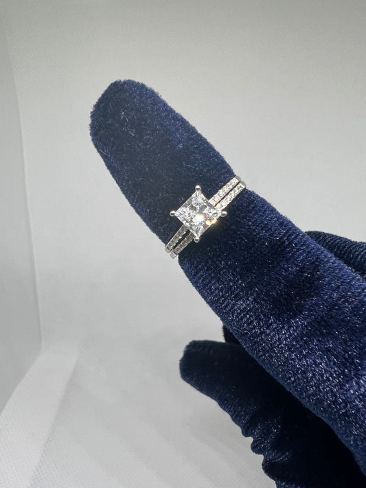 DC CERTIFIED Lab Grown Princess Cut Diamond Bridal Set