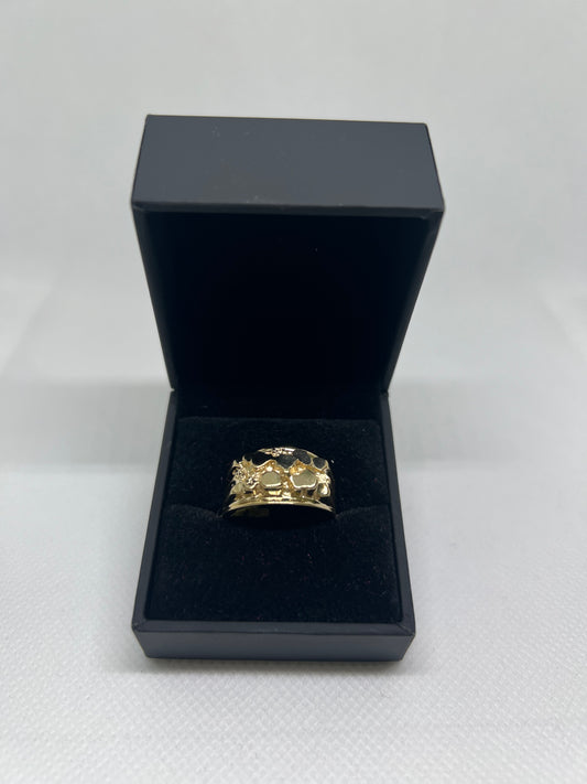 10K Solid Gold Nugget Ring - Chain Included