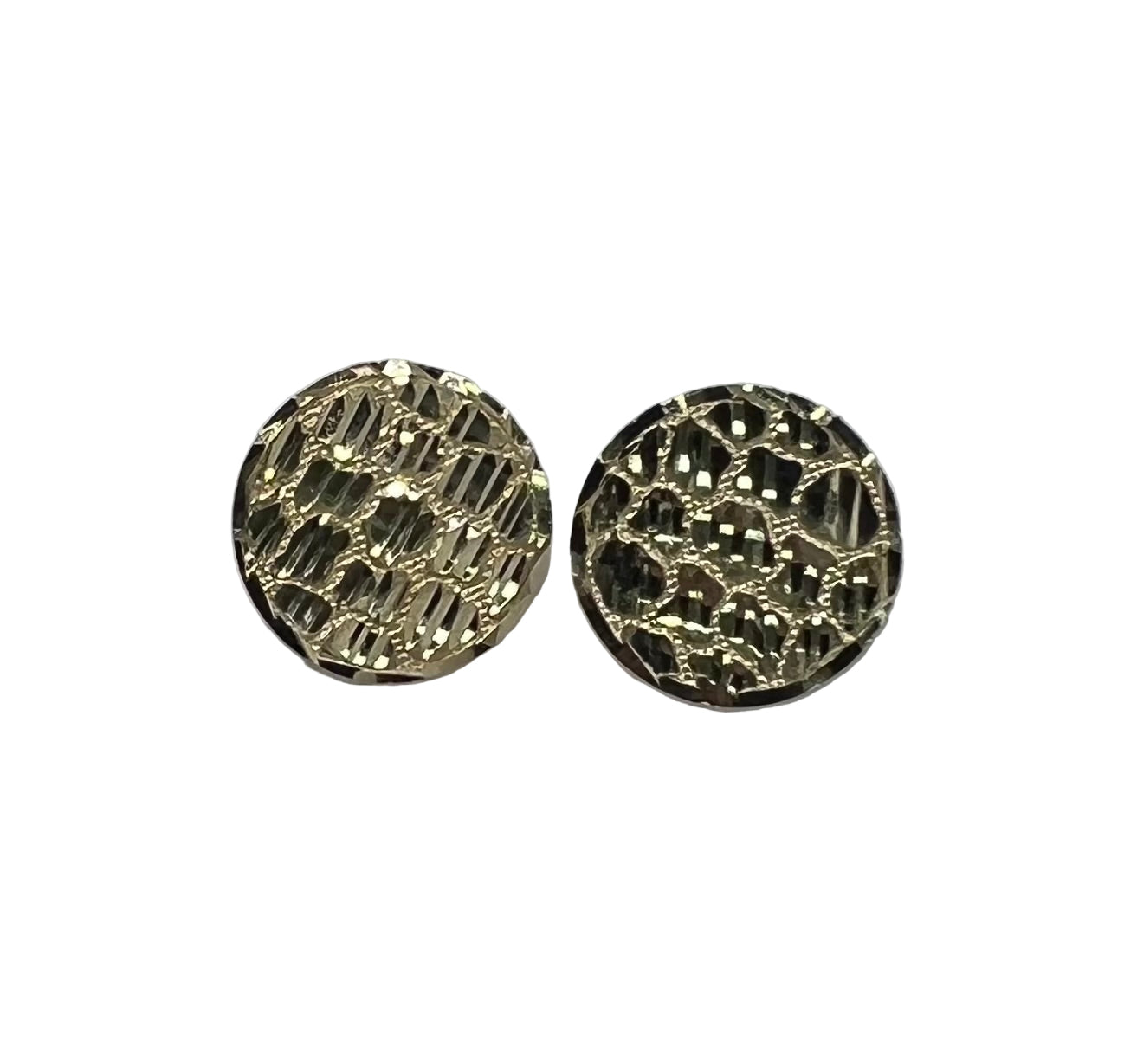10K Solid Gold Flat Round Nugget Earrings
