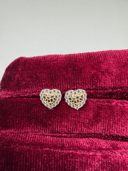 10K Yellow Gold Heart Nugget Earrings