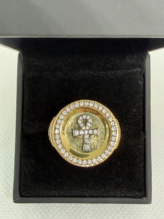 10K Solid Gold Ankh Ring -Size 9