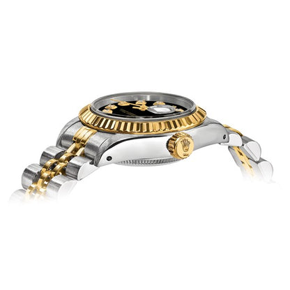 26mm Two Tone Datejust Black Diamond Dial Rolex (pre-owned)