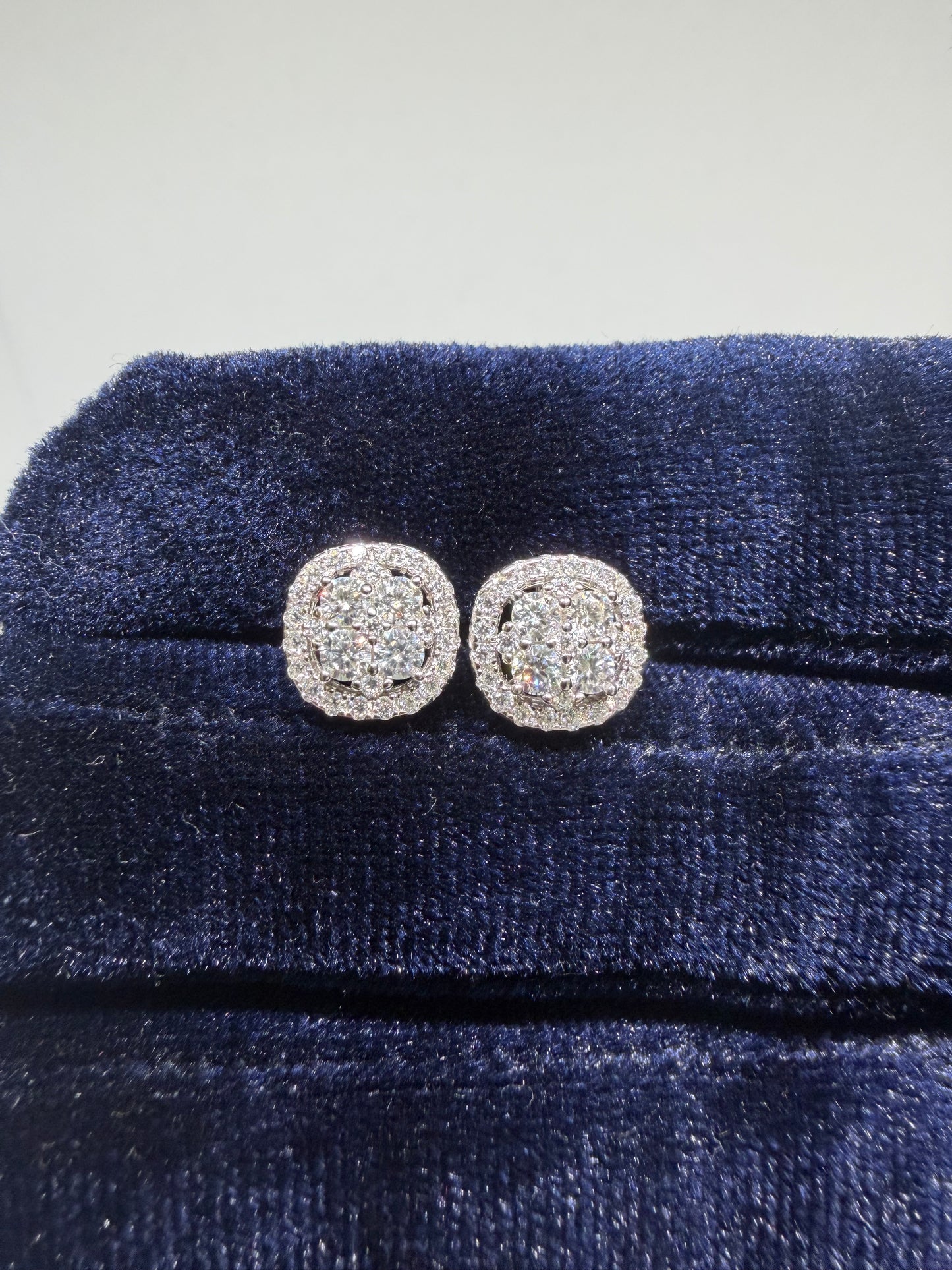 Sterling Silver Halo Setting Moissanite Earrings