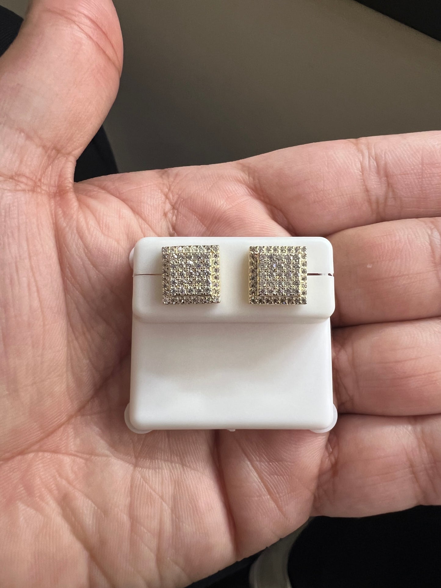 Gold Vermeil Square Moissanite Earrings