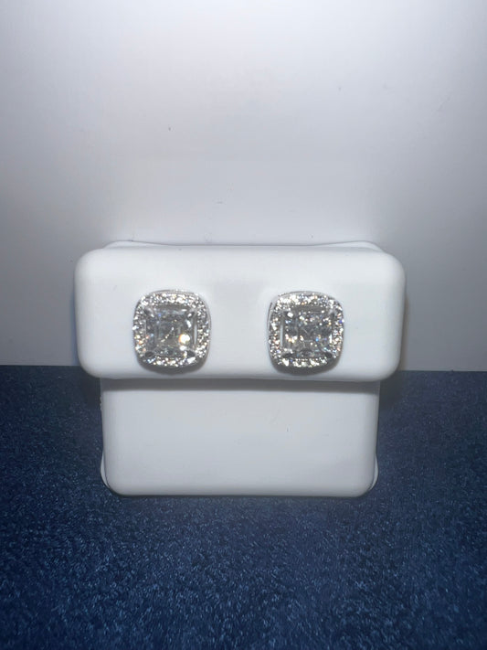 Sterling Silver Square Moissanite Earrings