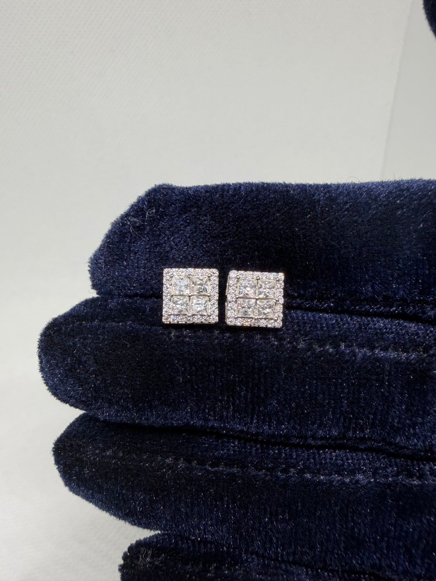 Sterling Silver Quad Glacier Cut Moissanite Earrings