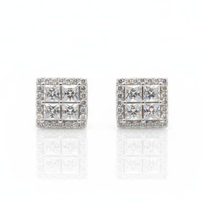 Sterling Silver Quad Glacier Cut Moissanite Earrings