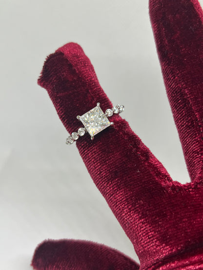 Silver Women Moissanite Ring - Complimentary Moissanite Studs