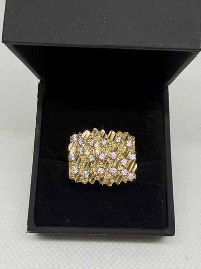 10K Solid Gold Nugget Ring - Size 10.5