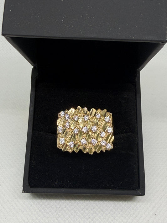 10K Solid Gold Nugget Ring - Size 10.5