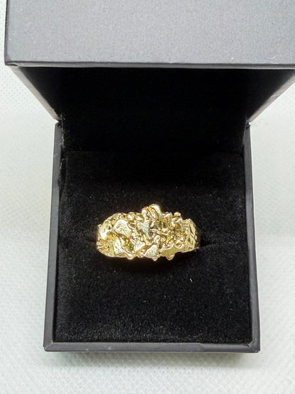 10K Solid Gold Nugget Ring - Size 12
