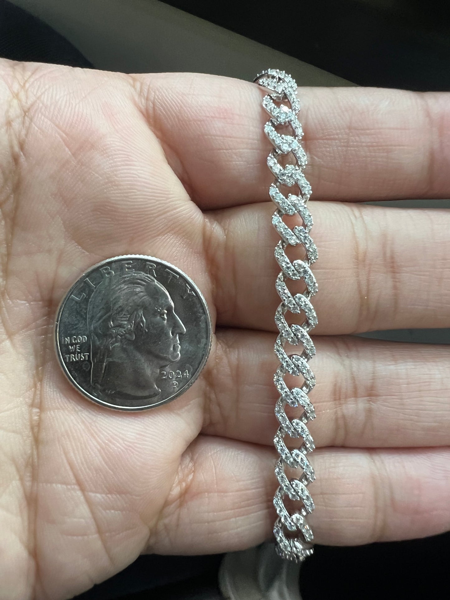 Silver Cuban Moissanite Bracelet
