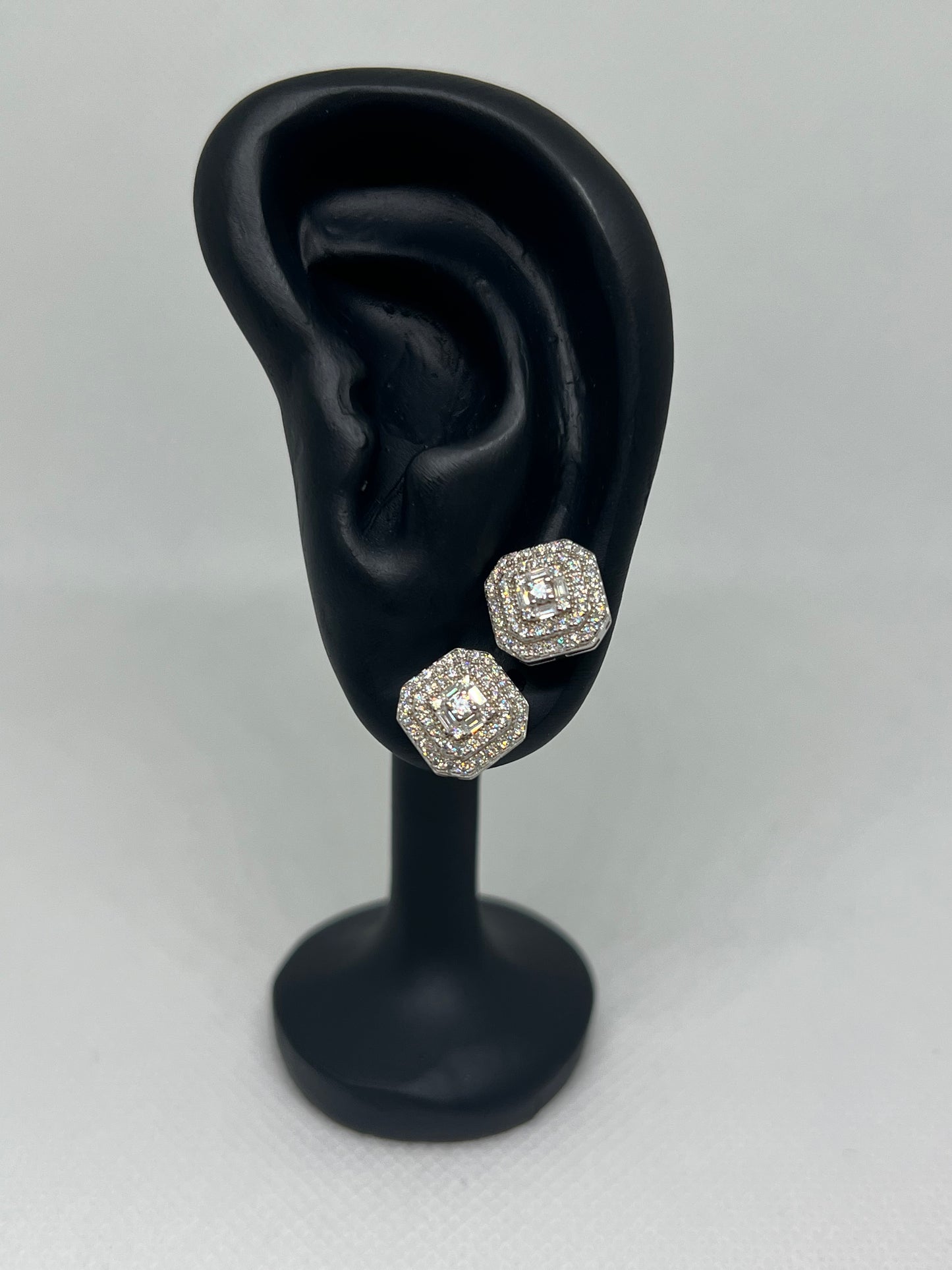 Sterling Silver Glacier Mountain Moissanite Earrings