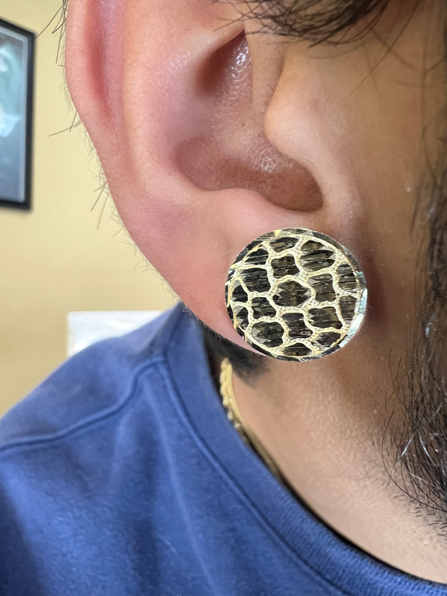 10K Solid Gold Flat Round Nugget Earrings