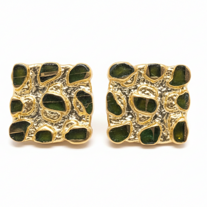 10K Square Gold Nugget Earrings