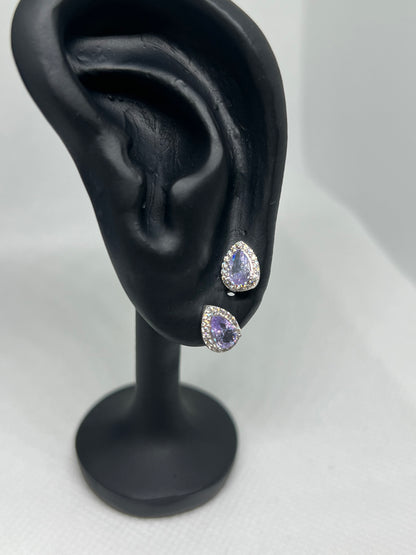 Sterling Silver Alexandrite Teardrop Earring and Pendant Set