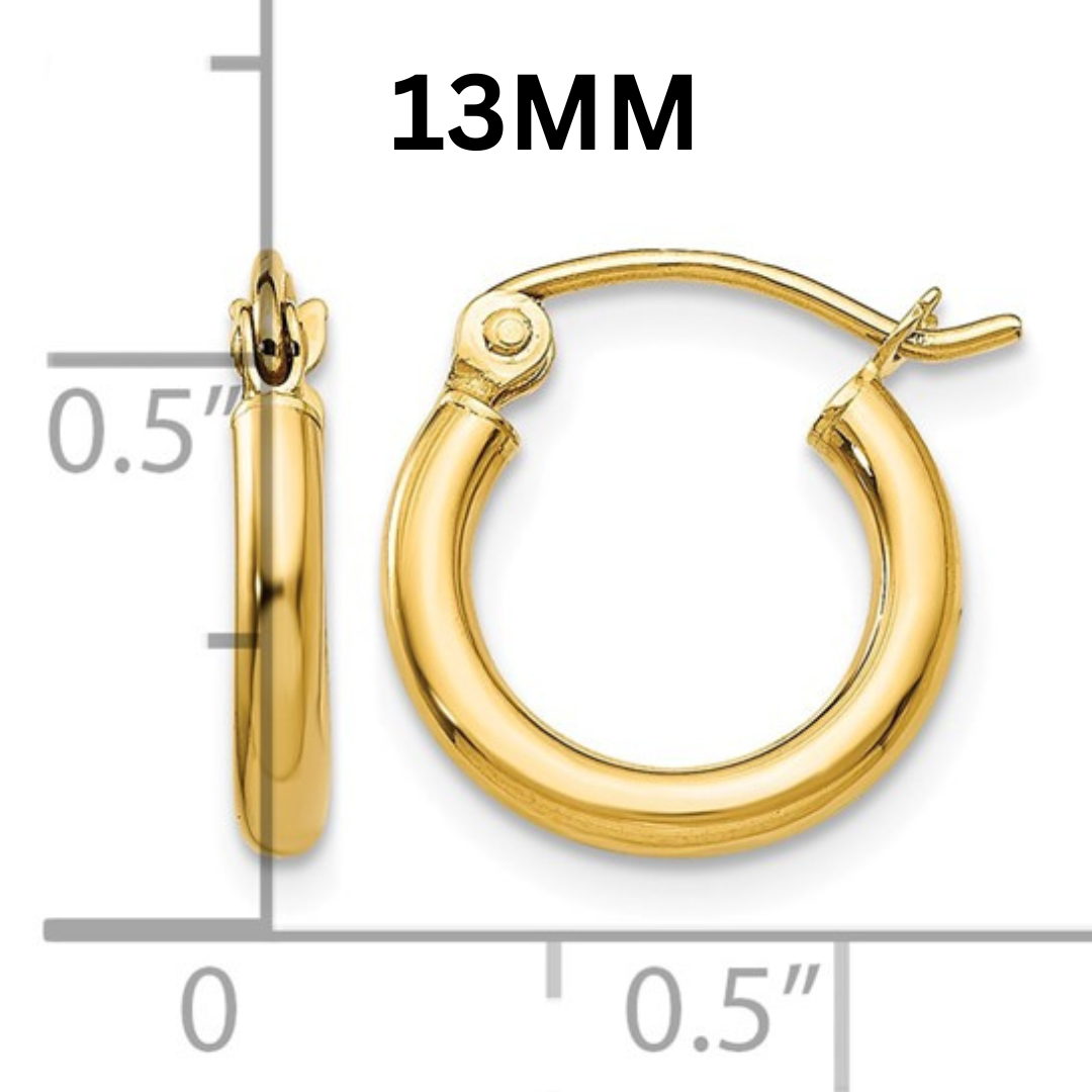 10K Gold Hoop Huggies 2MM (Clasp Style)