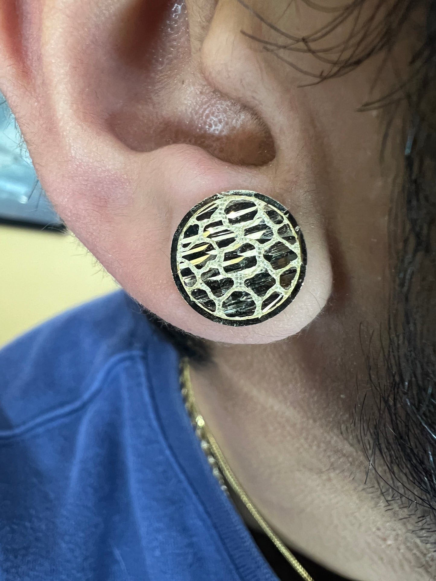 10K Solid Gold Flat Round Nugget Earrings