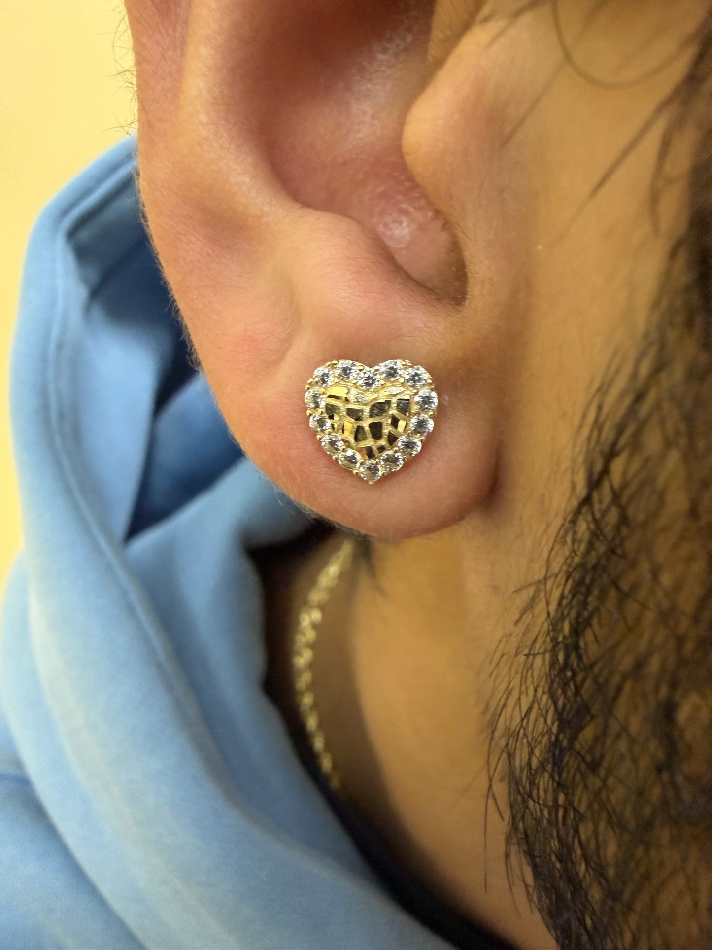 10K Yellow Gold Heart Nugget Earrings