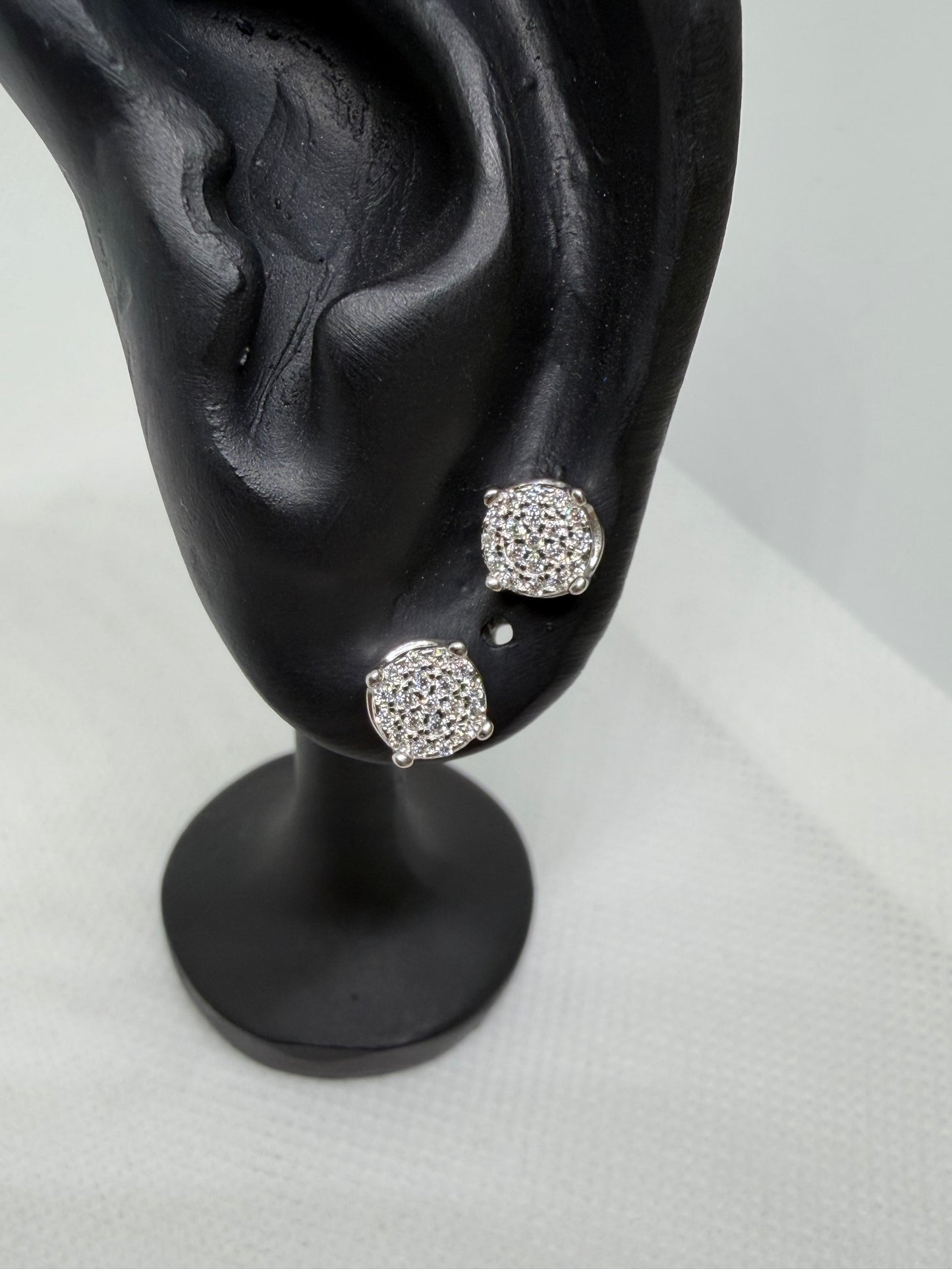 Sterling Silver Circle Cluster Moissanite Earrings