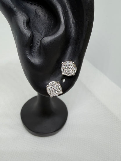 Sterling Silver Circle Cluster Moissanite Earrings