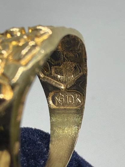 10K Solid Gold Nugget Ring - Size 9