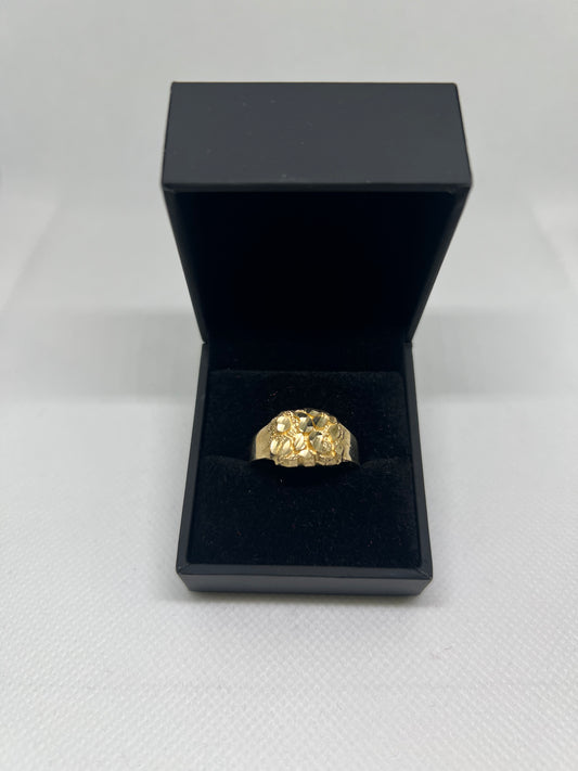 10K Solid Gold Nugget Ring - Chain Included