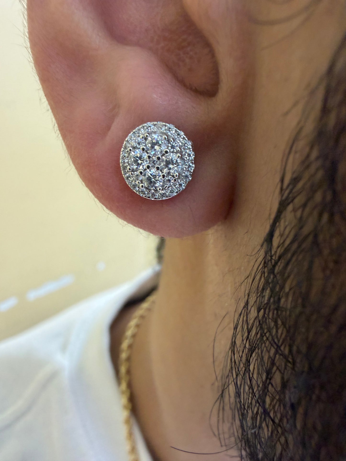 Sterling Silver Circle Halo Moissanite Earrings
