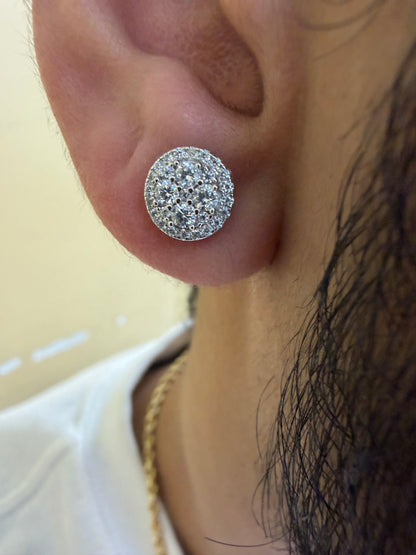 Sterling Silver Circle Halo Moissanite Earrings