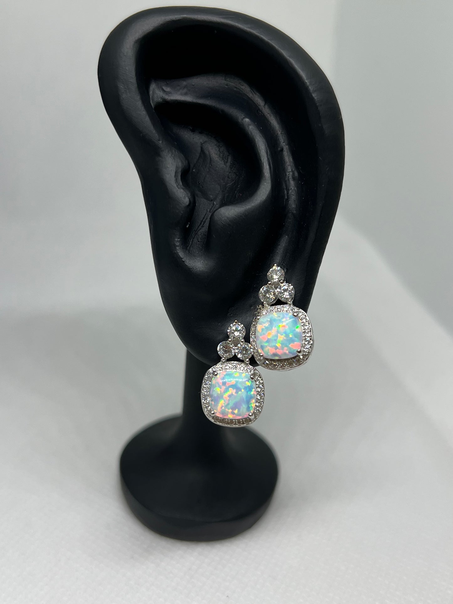 Sterling Silver Opal Earring and Pendant Set
