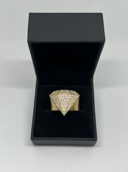 10K Solid Gold Diamond Ring - Chain Included