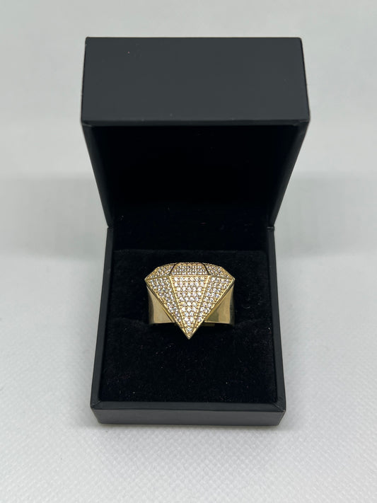10K Solid Gold Diamond Ring - Chain Included