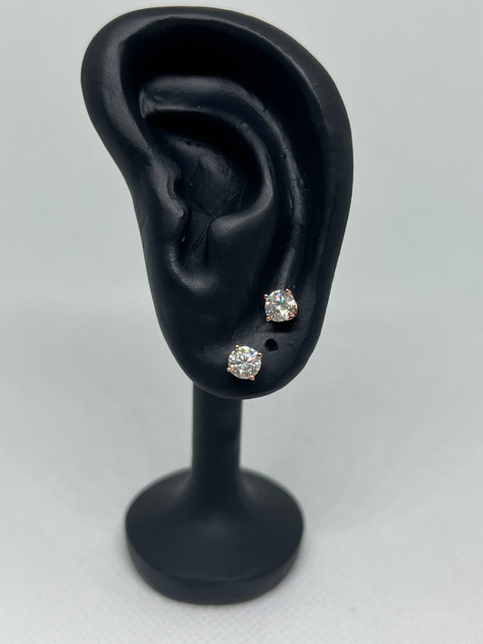 Rose Gold Vermeil Solitaire Moissanite Earrings
