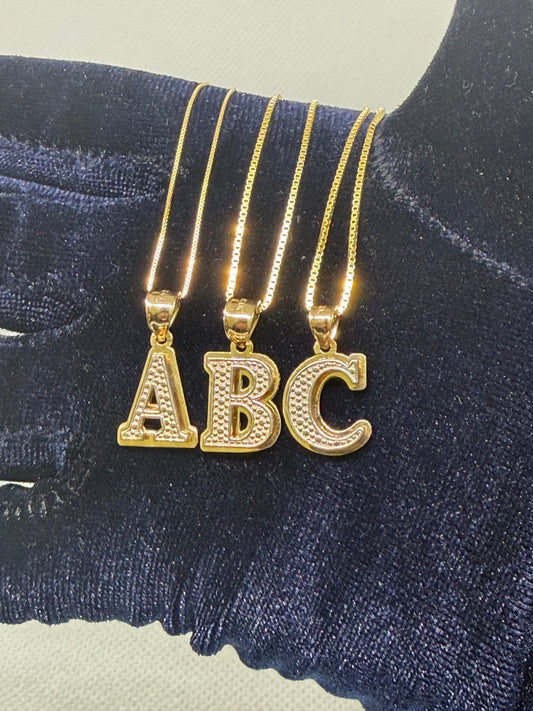 10K Solid Gold Double Plated Initial Pendants