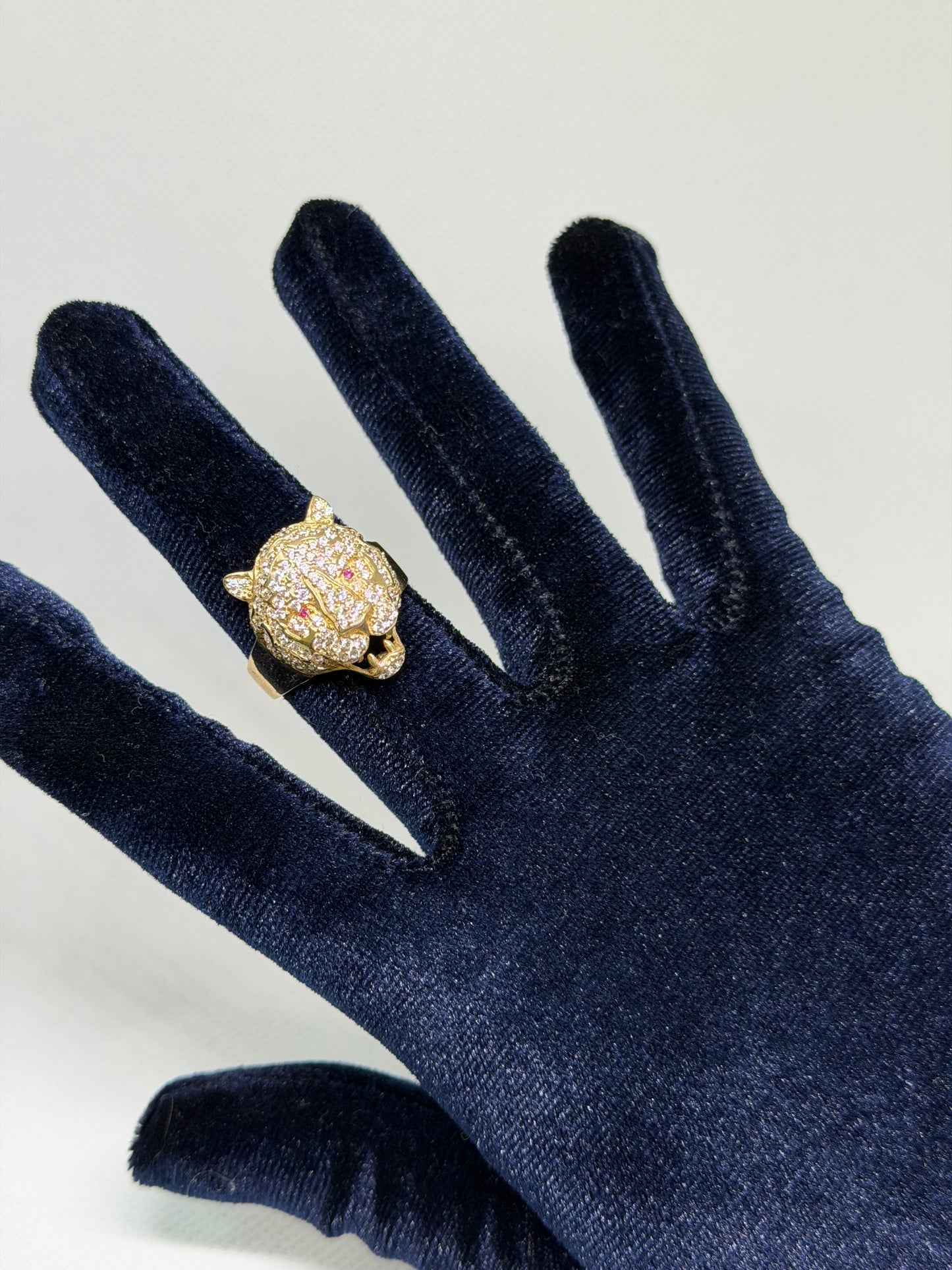 10K Solid Gold Panther Ring - Size 10