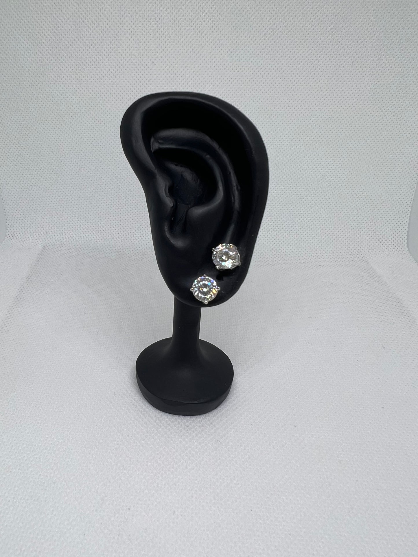 Sterling Silver Solitaire Glacier Moissanite Earrings