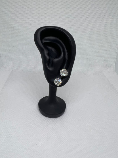 Sterling Silver Solitaire Glacier Moissanite Earrings