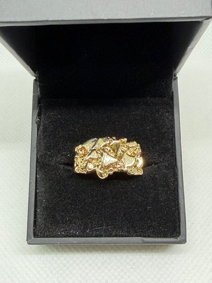 14K Solid Gold Nugget Ring - Size 8