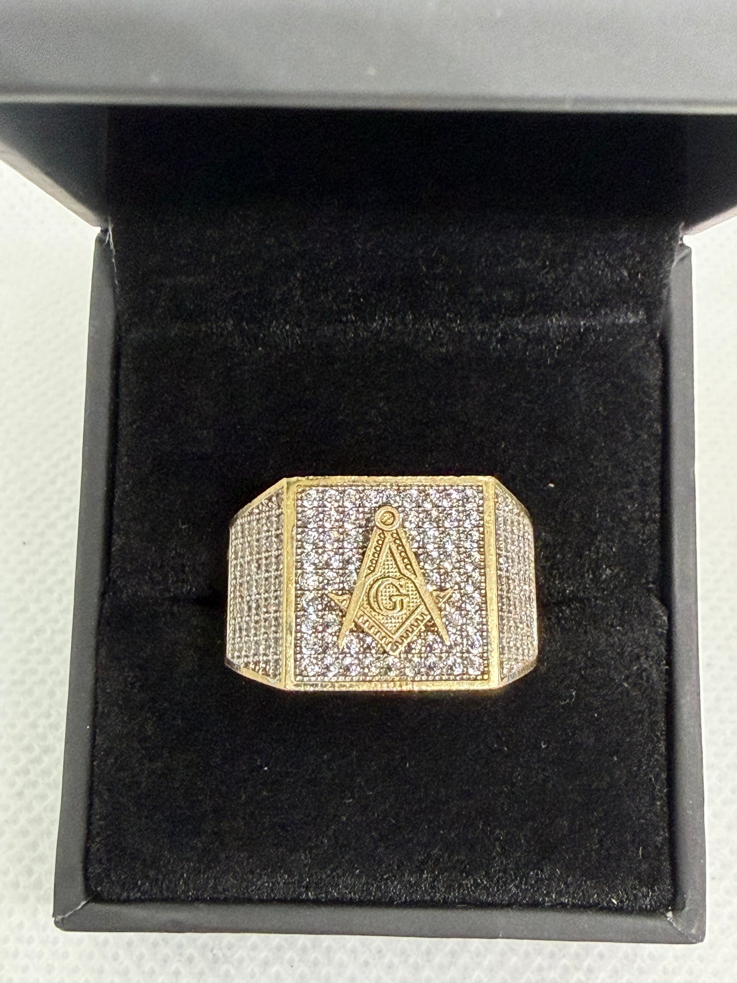 10K Solid Gold Glacier Masonic Ring - Size 10
