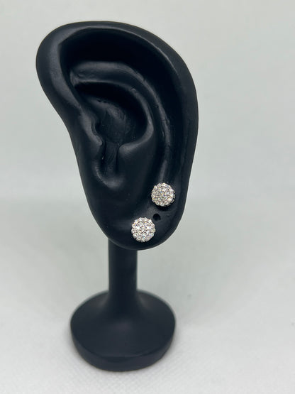 Sterling Silver Cluster Flower Glacier Moissanite Earrings