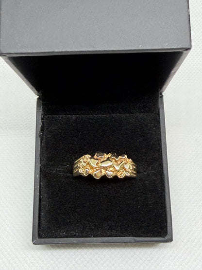 10K Solid Gold Nugget Ring - Size 11